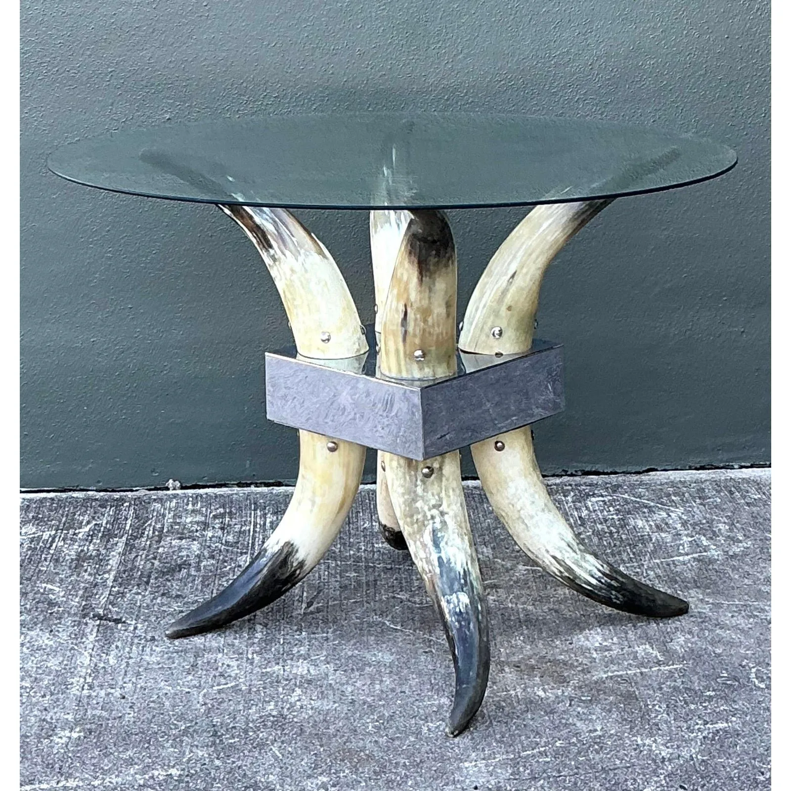 Vintage Steer Horn Table Pedestal — additional photo 1