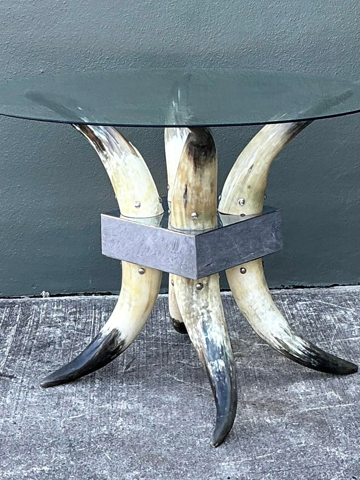 Vintage Steer Horn Table Pedestal