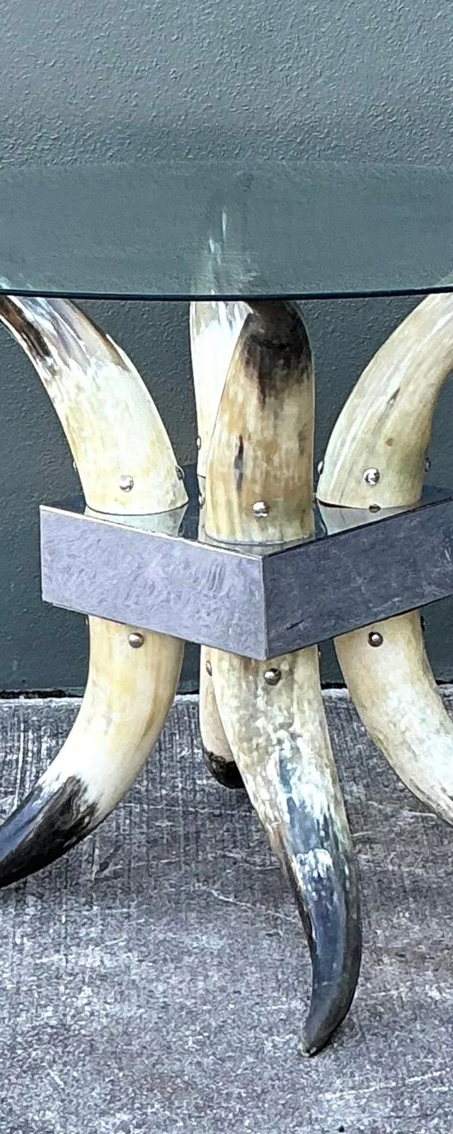 Vintage Steer Horn Table Pedestal
