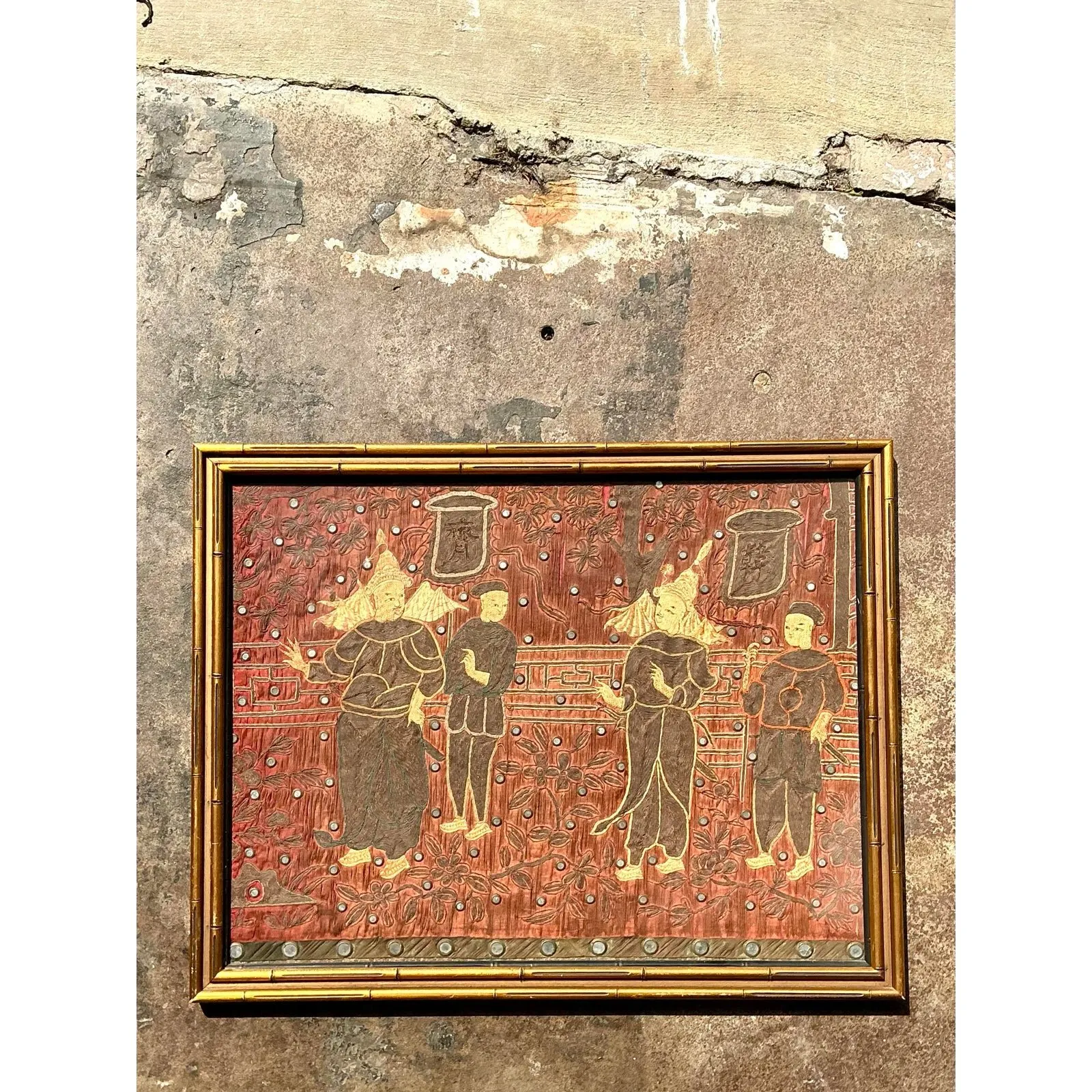 Vintage Asian Original Embroidered Silk Figurative — additional photo 3