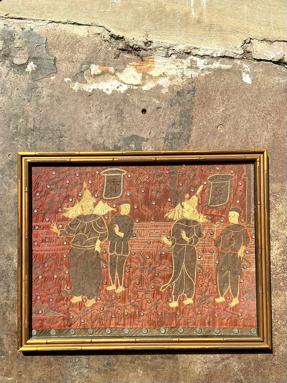 Vintage Asian Original Embroidered Silk Figurative — additional photo 3