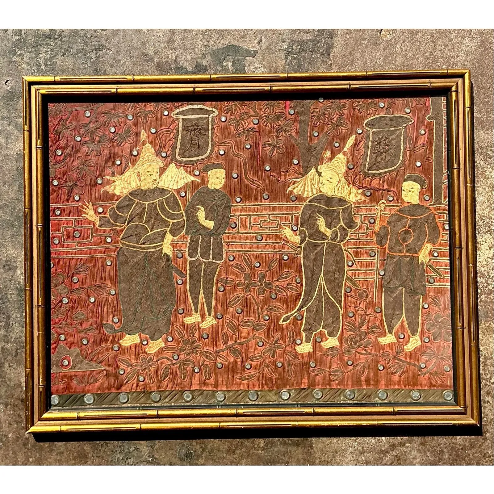 Vintage Asian Original Embroidered Silk Figurative — additional photo 1