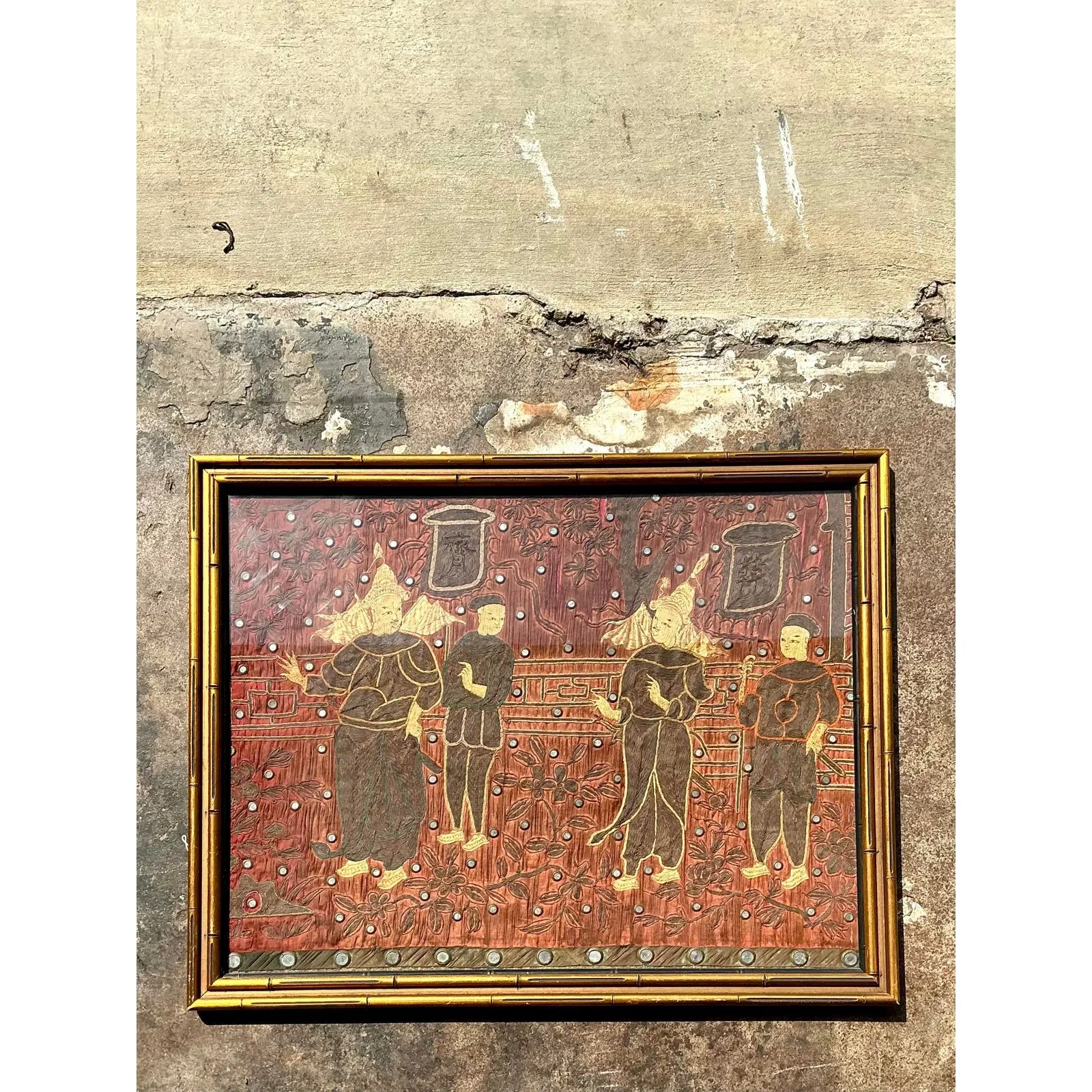 Vintage Asian Original Embroidered Silk Figurative — additional photo 6
