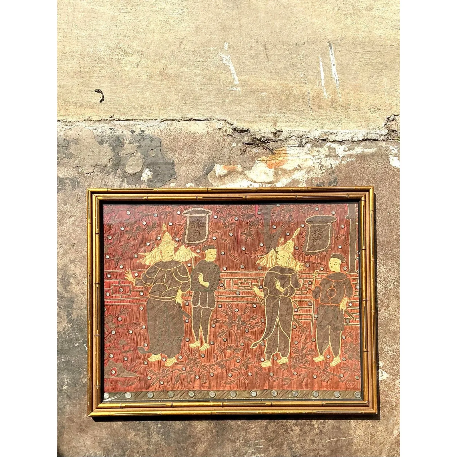 Vintage Asian Original Embroidered Silk Figurative — additional photo 7