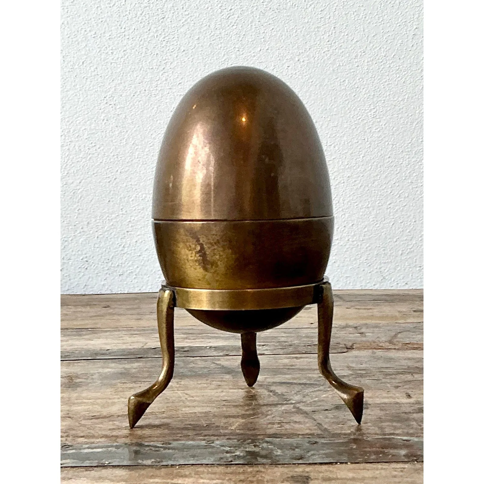 Vintage Brass Egg on Stand