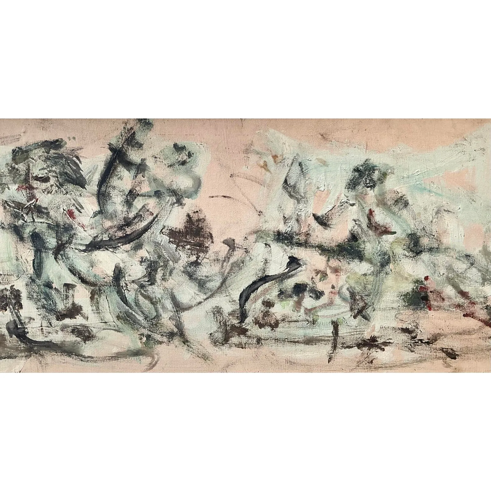 Vintage 1966 Original Abstract Figurative Oil on Board — additional photo 4