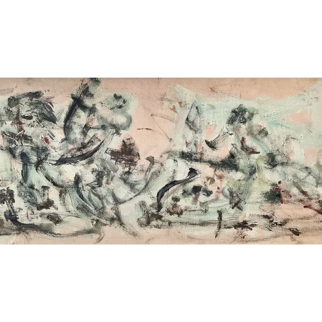 Vintage 1966 Original Abstract Figurative Oil on Board — additional photo 4