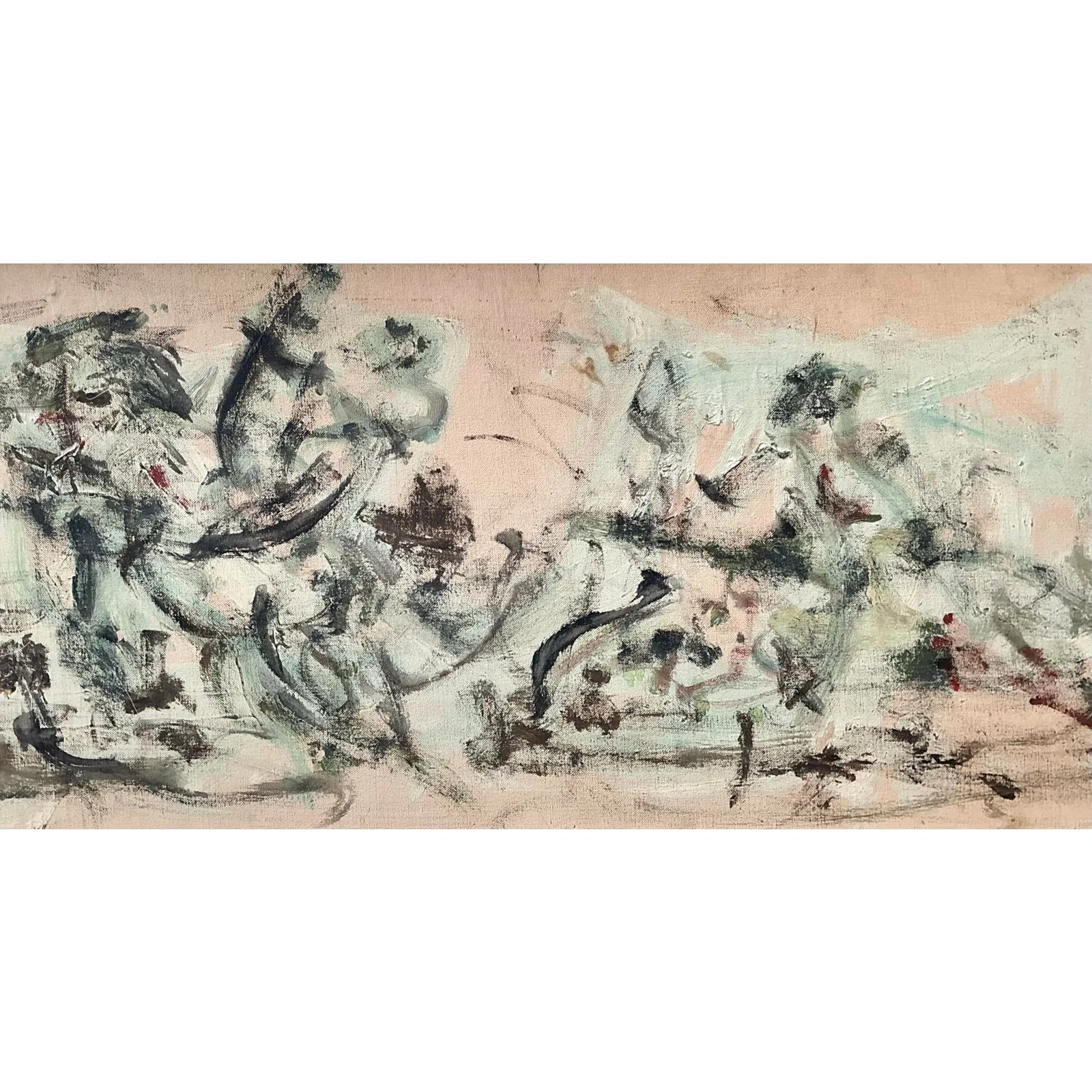 Vintage 1966 Original Abstract Figurative Oil on Board — additional photo 6