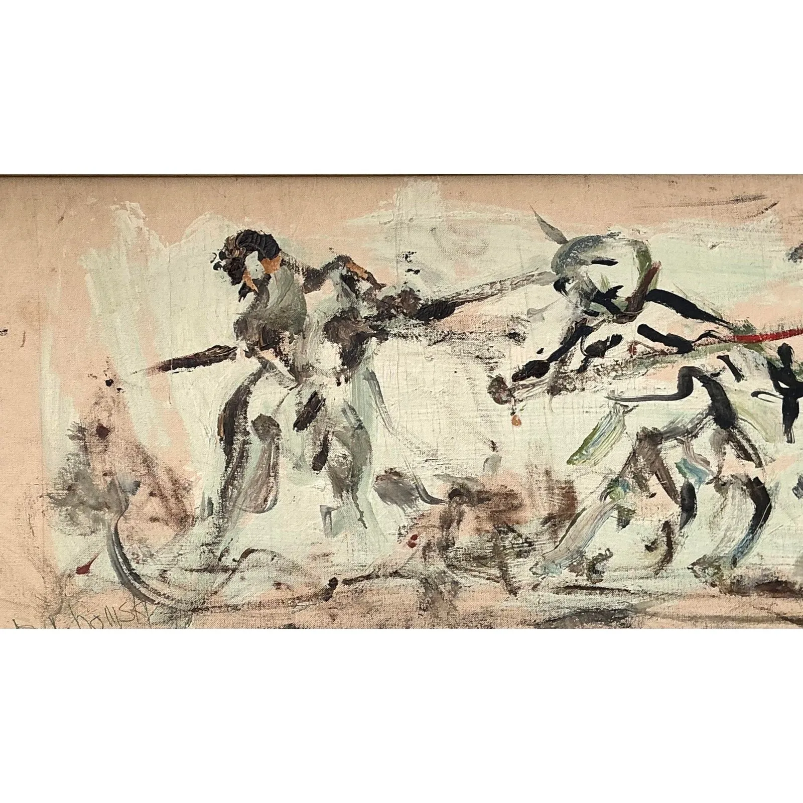 Vintage 1966 Original Abstract Figurative Oil on Board — additional photo 7