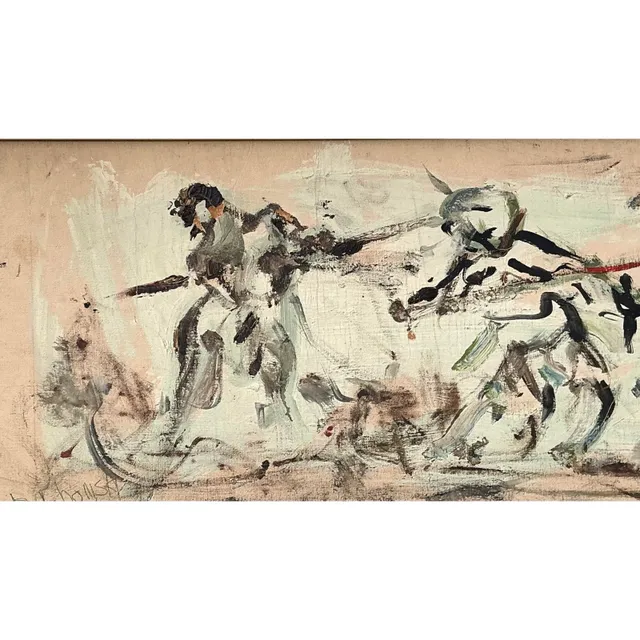 Vintage 1966 Original Abstract Figurative Oil on Board — additional photo 7