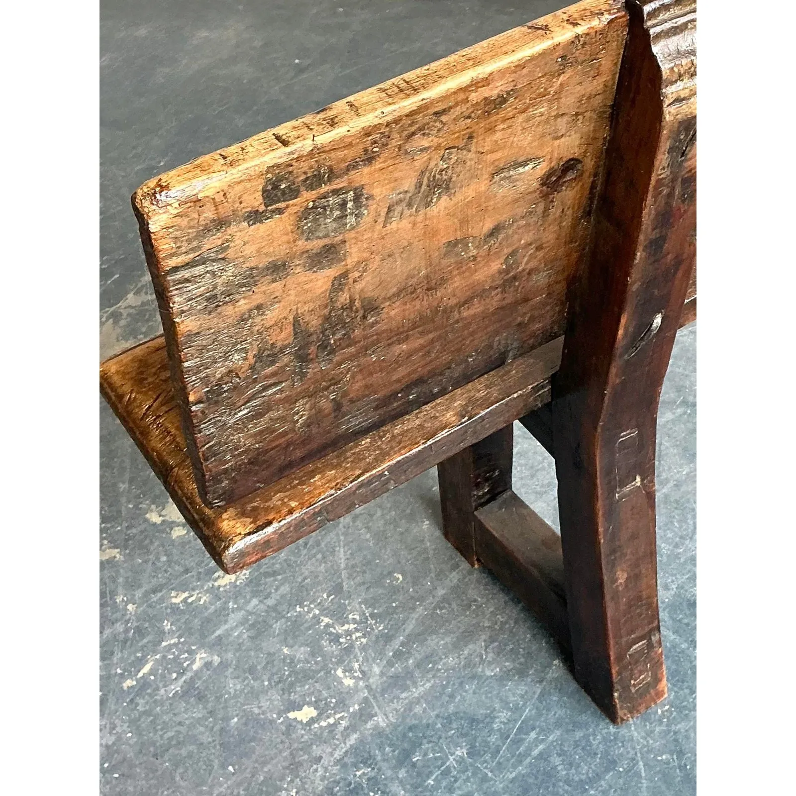Vintage 18th Century Carved Plank Bench — additional photo 2