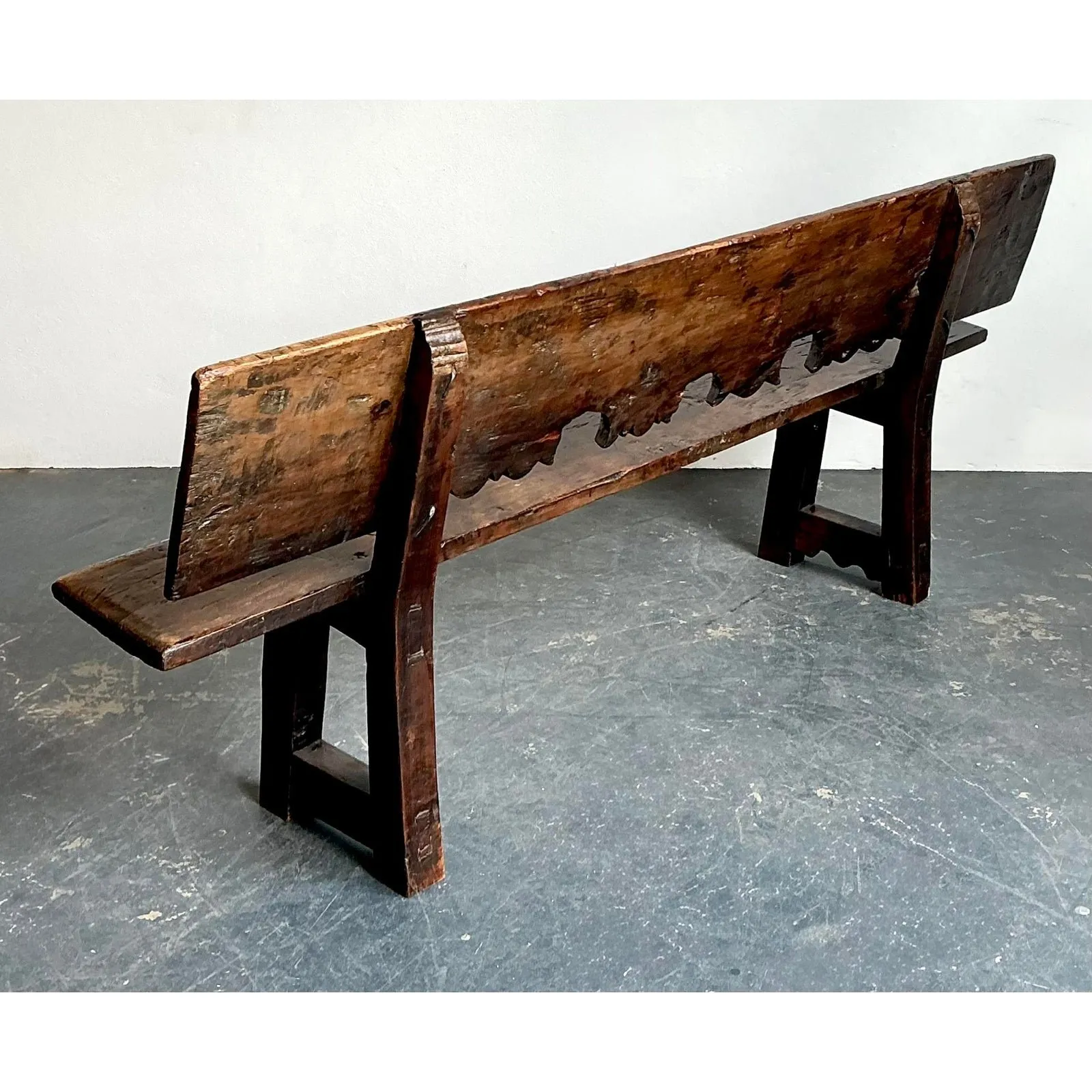Vintage 18th Century Carved Plank Bench — additional photo 1