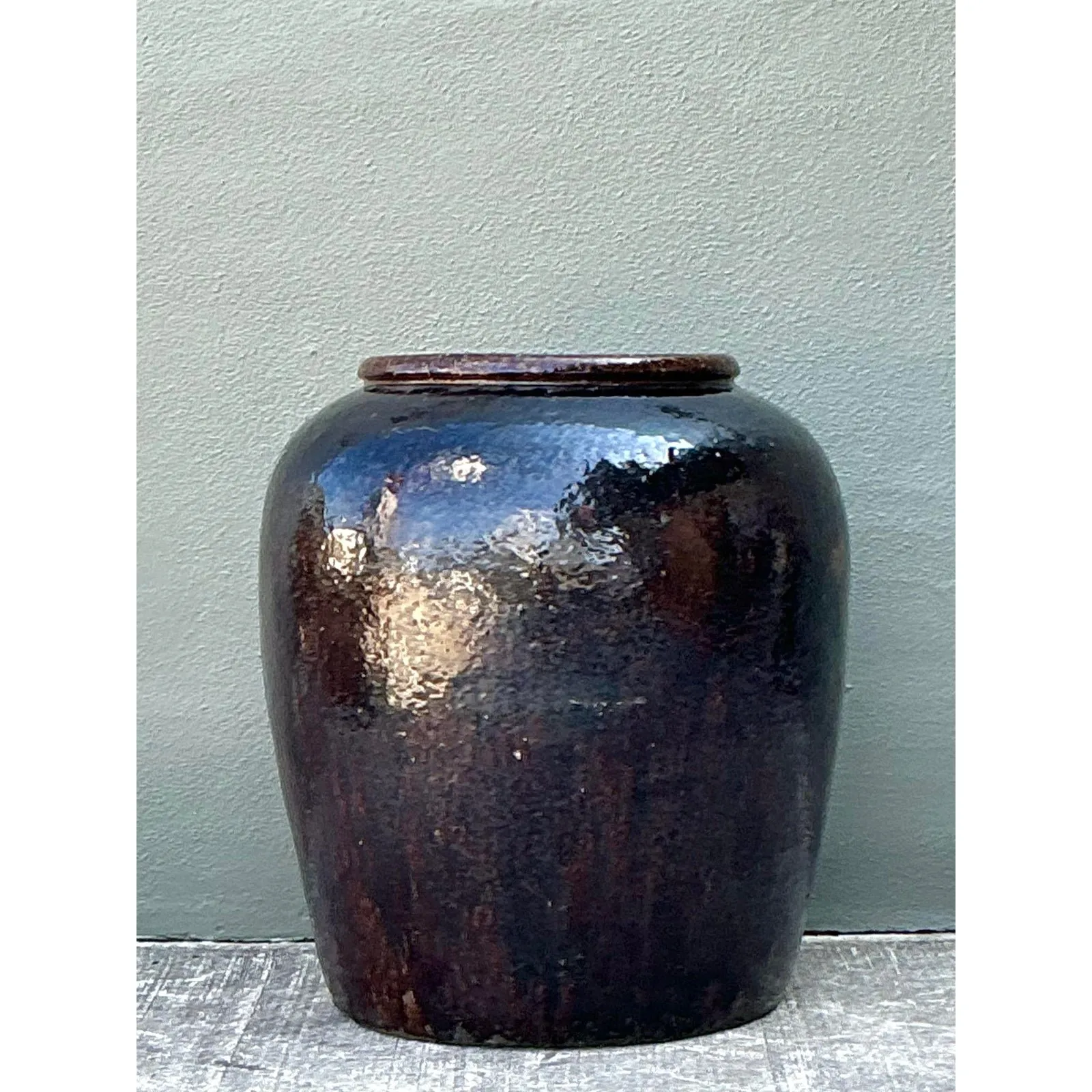 Vintage Glazed Ceramic Martaban Urn — additional photo 2