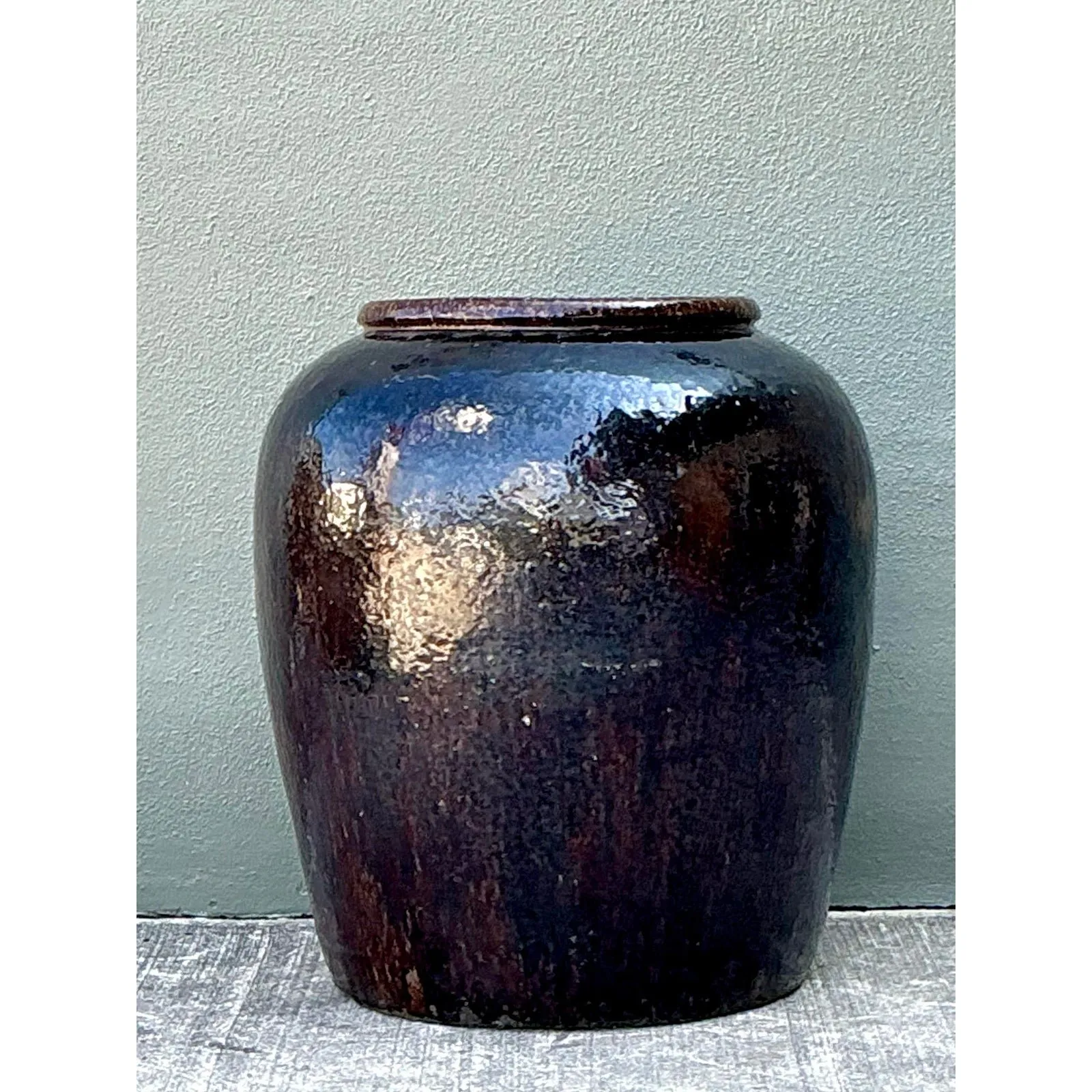 Vintage Glazed Ceramic Martaban Urn — additional photo 5