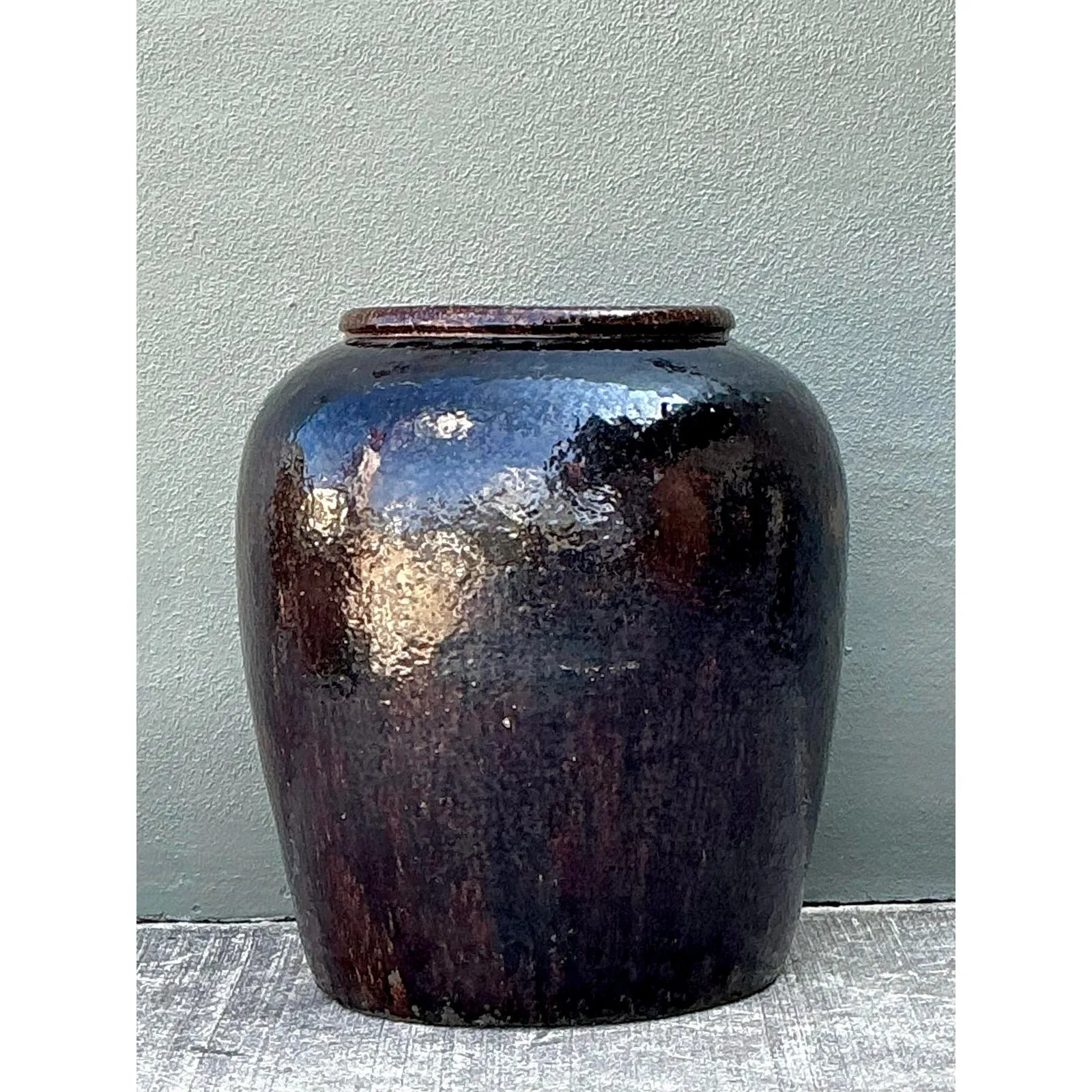 Vintage Glazed Ceramic Martaban Urn — additional photo 6