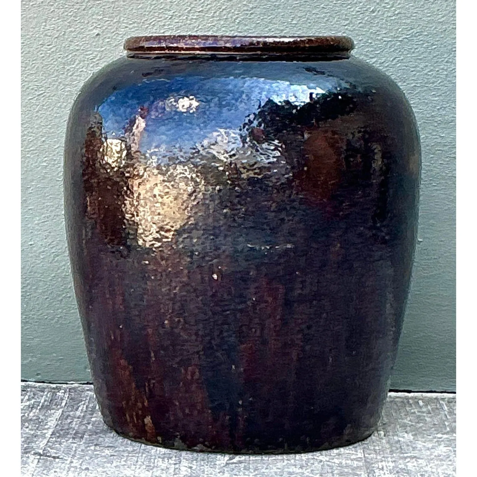 Vintage Glazed Ceramic Martaban Urn — additional photo 7