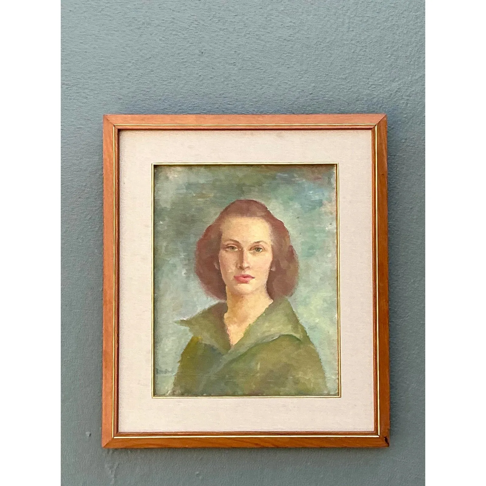 Vintage 1952 Original Oil Portrait on Board — additional photo 4