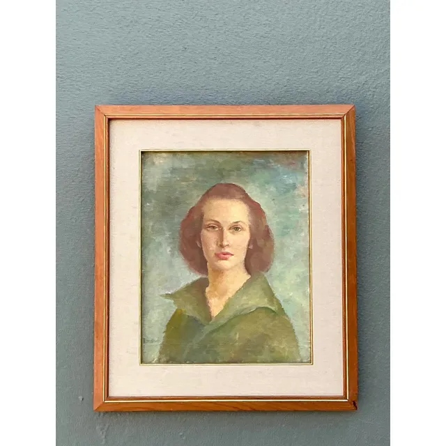 Vintage 1952 Original Oil Portrait on Board — additional photo 4