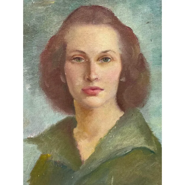 Vintage 1952 Original Oil Portrait on Board — additional photo 5