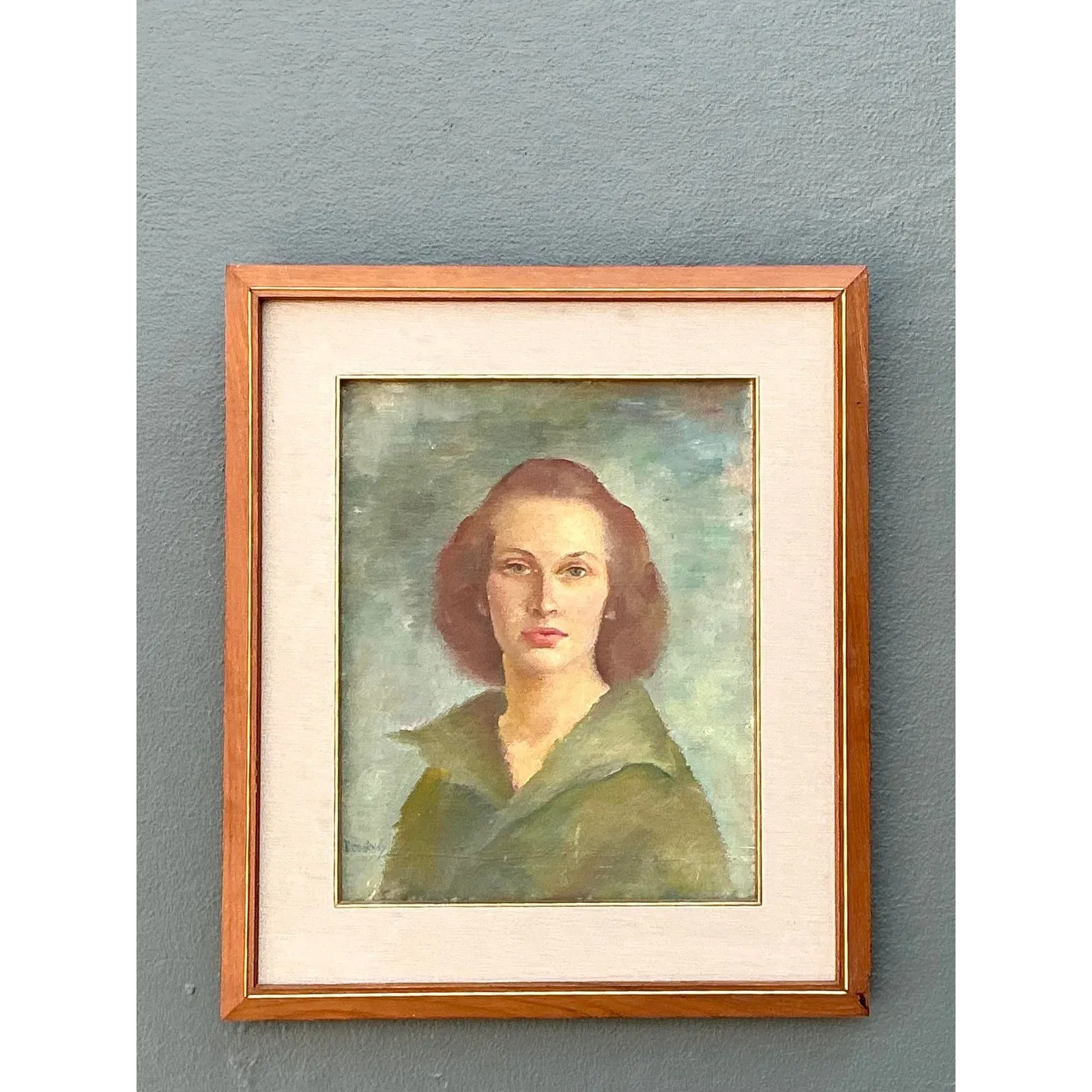 Vintage 1952 Original Oil Portrait on Board — additional photo 3