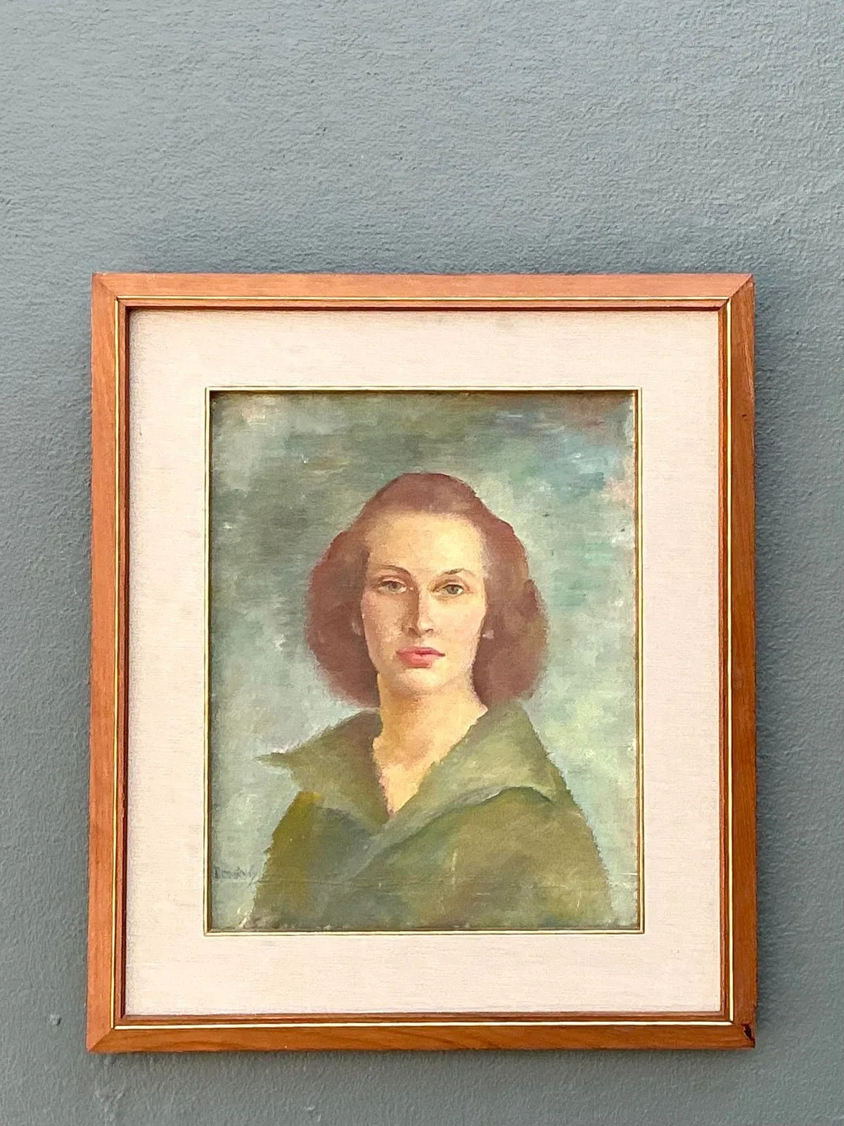 Vintage 1952 Original Oil Portrait on Board — additional photo 2