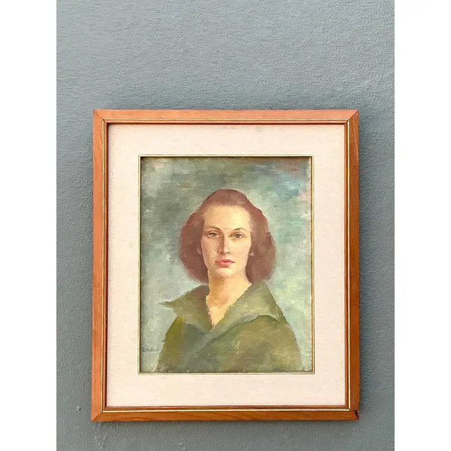 Vintage 1952 Original Oil Portrait on Board — additional photo 3