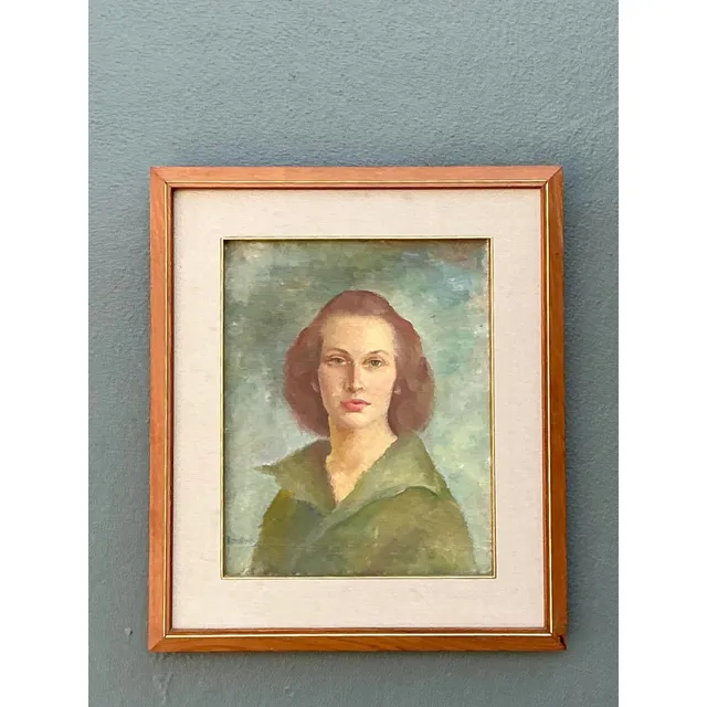 Vintage 1952 Original Oil Portrait on Board — additional photo 2