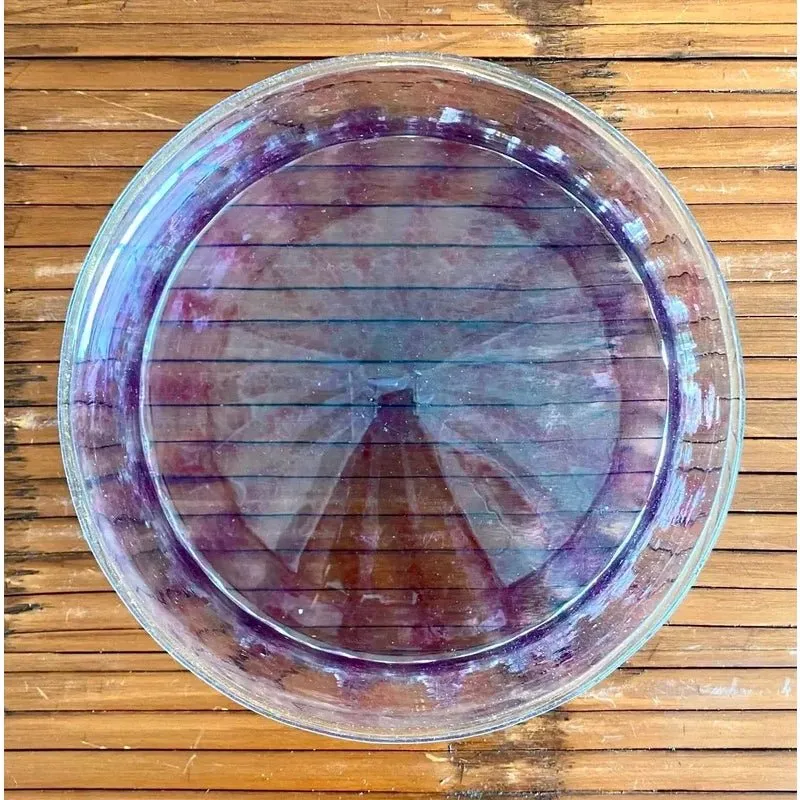 Vintage Boho Amethyst Handblown Glass Bowl With Scalloped Edge — additional photo 4