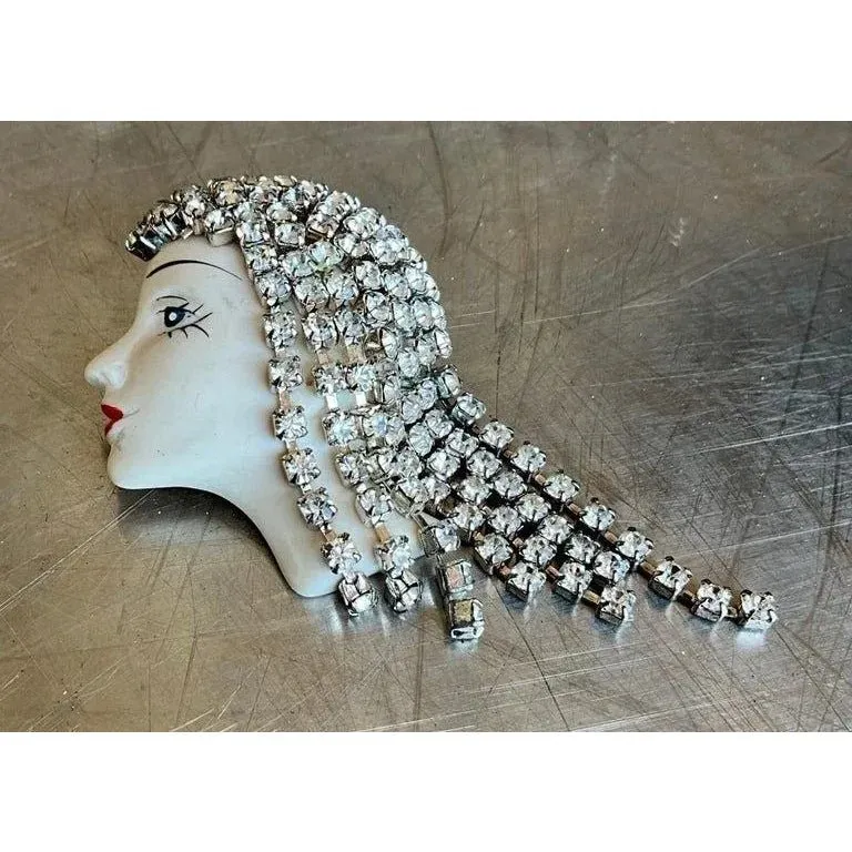 Vintage Art Deco Rhinestone Flapper Brooch — additional photo 2