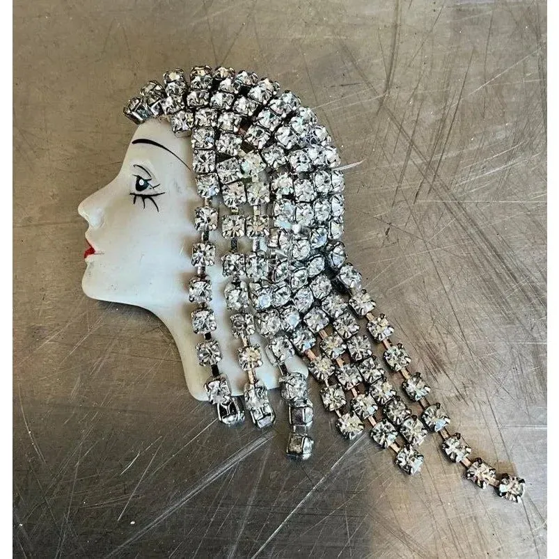 Vintage Art Deco Rhinestone Flapper Brooch — additional photo 2