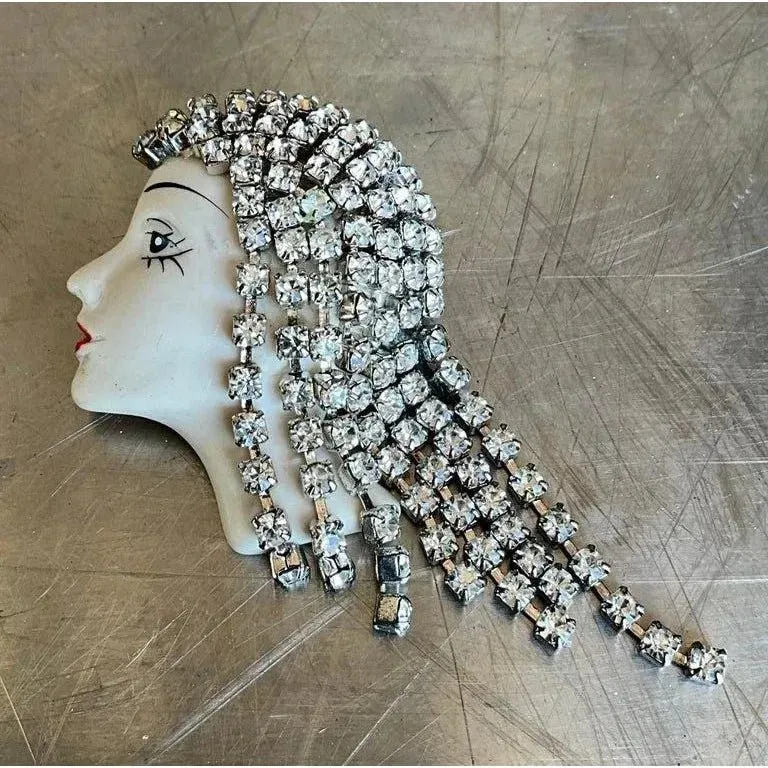 Vintage Art Deco Rhinestone Flapper Brooch — additional photo 4