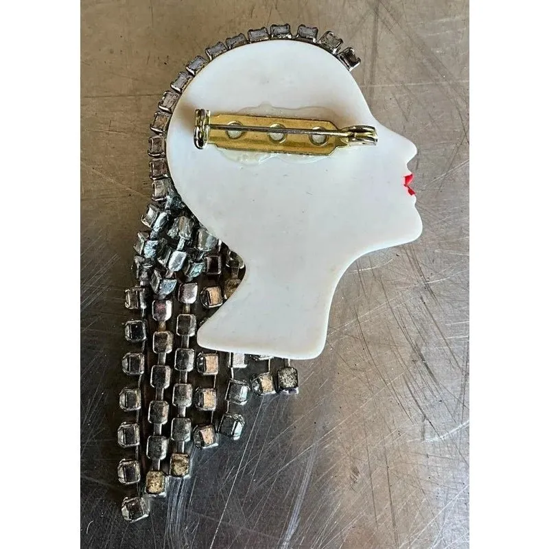 Vintage Art Deco Rhinestone Flapper Brooch — additional photo 7