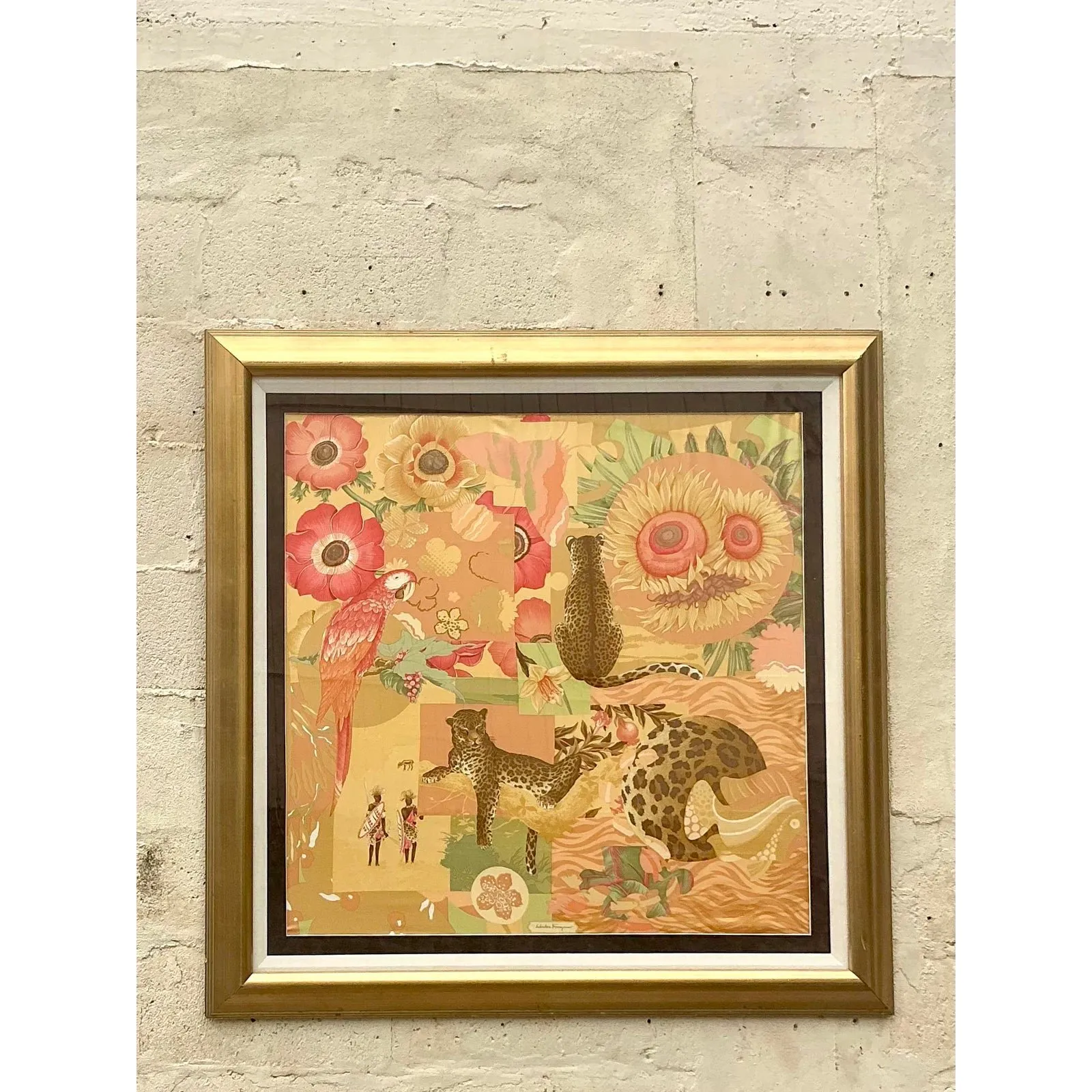 Vintage Italian Framed Salvatore Ferragamo Place Print Scarf — additional photo 7