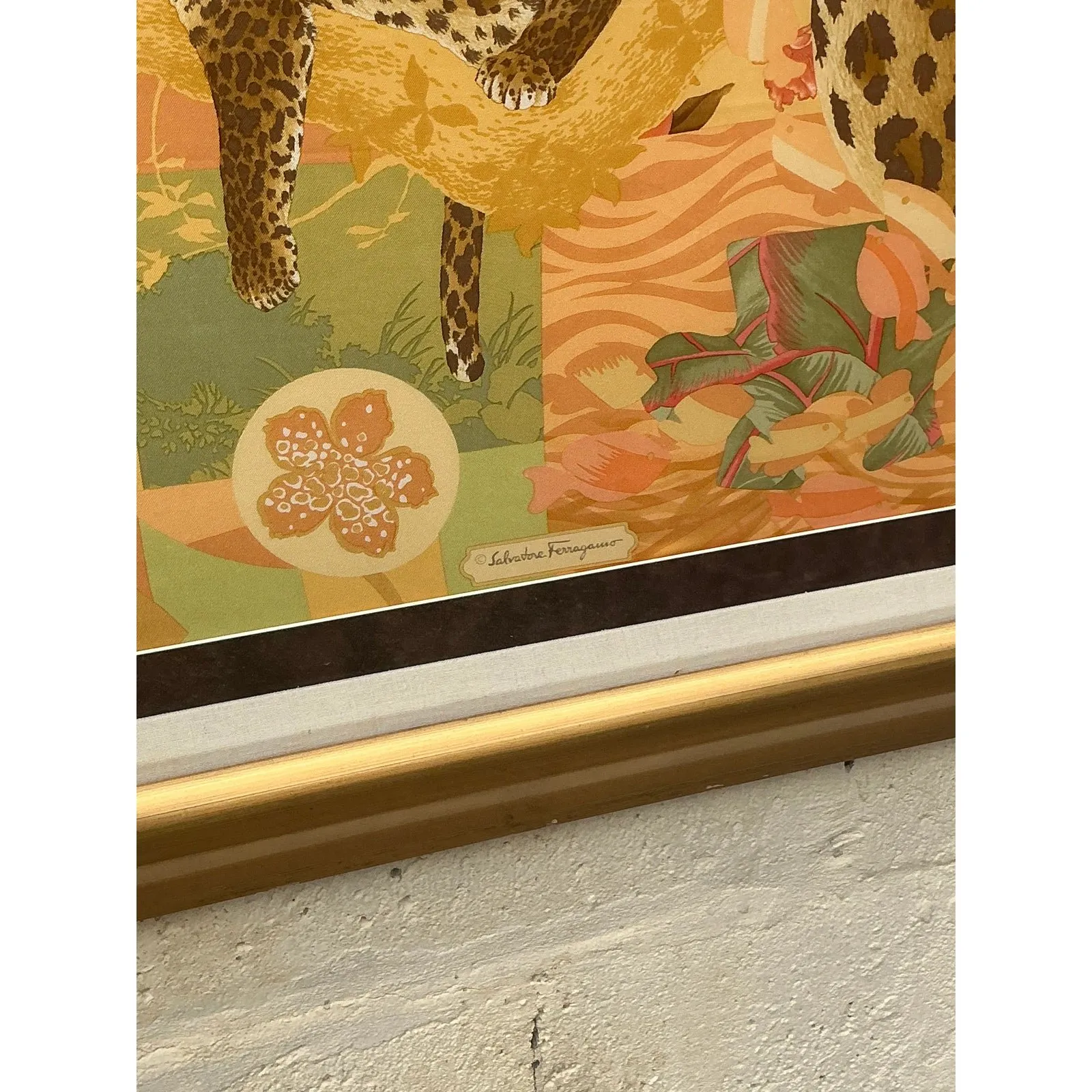Vintage Italian Framed Salvatore Ferragamo Place Print Scarf — additional photo 6
