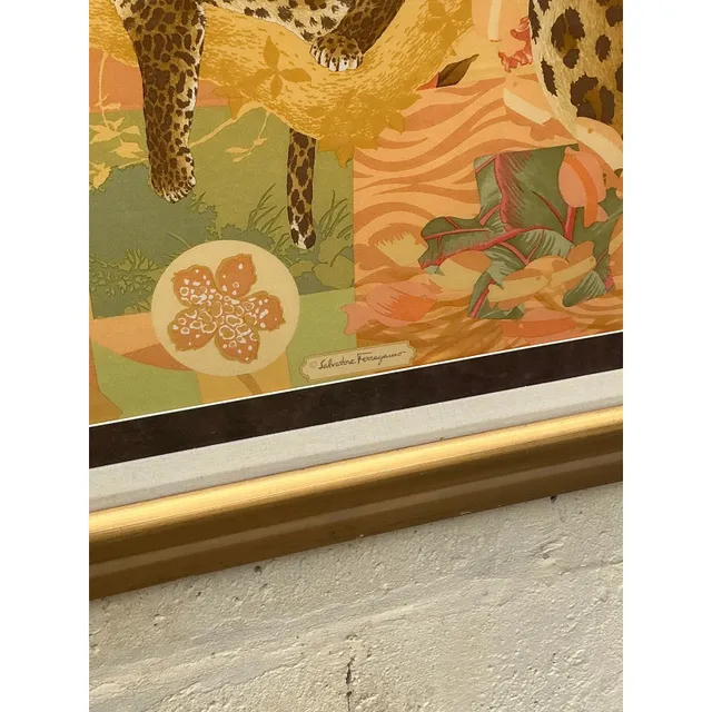 Vintage Italian Framed Salvatore Ferragamo Place Print Scarf — additional photo 6