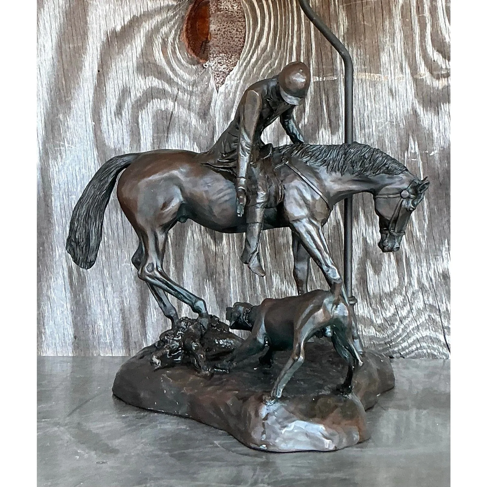 Vintage Boho Bronze Horse and Rider Lamp — additional photo 3