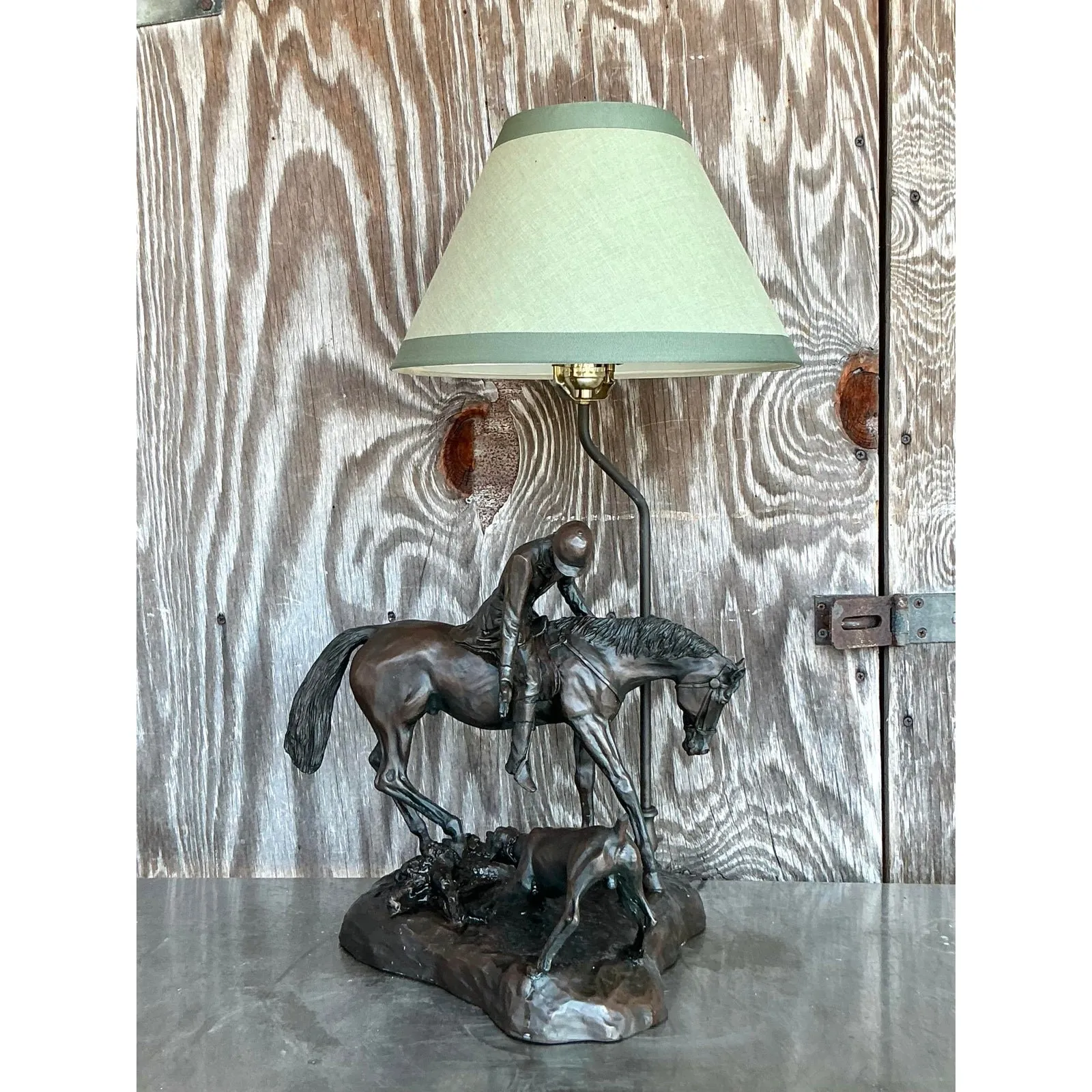 Vintage Boho Bronze Horse and Rider Lamp — additional photo 6