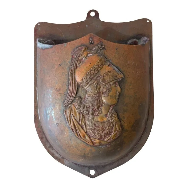 Vintage Embossed Copper Gladiator Wall Pocket — additional photo 1