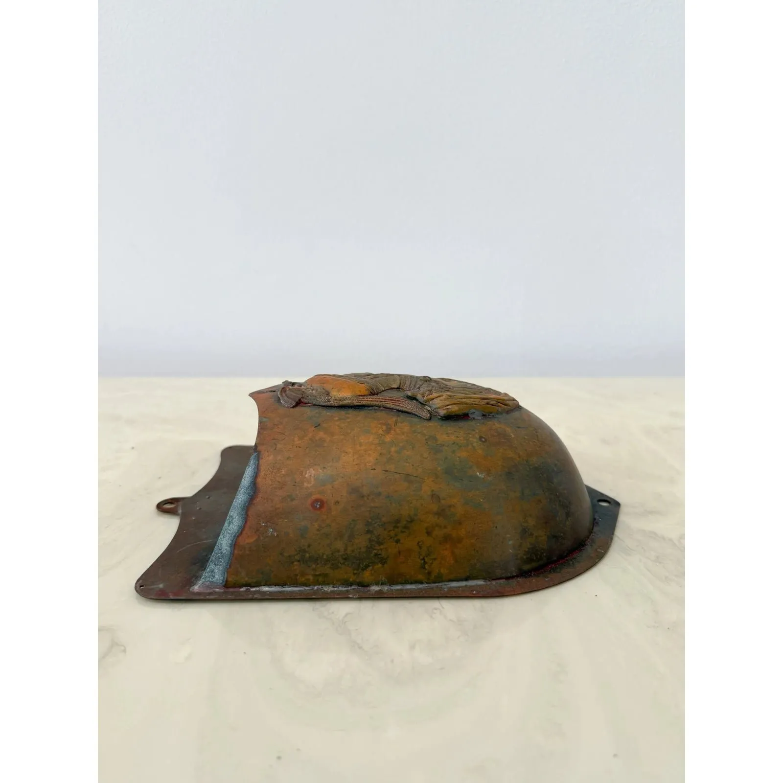 Vintage Embossed Copper Gladiator Wall Pocket — additional photo 8