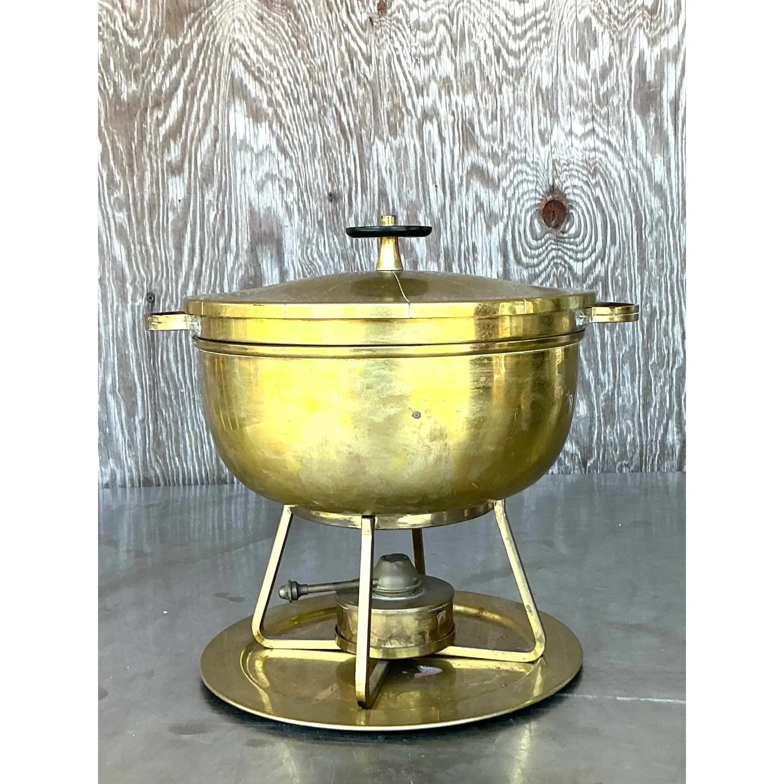Vintage Mid-Century Modern Brass Chafing Dish After Tommi Parzinger — additional photo 4