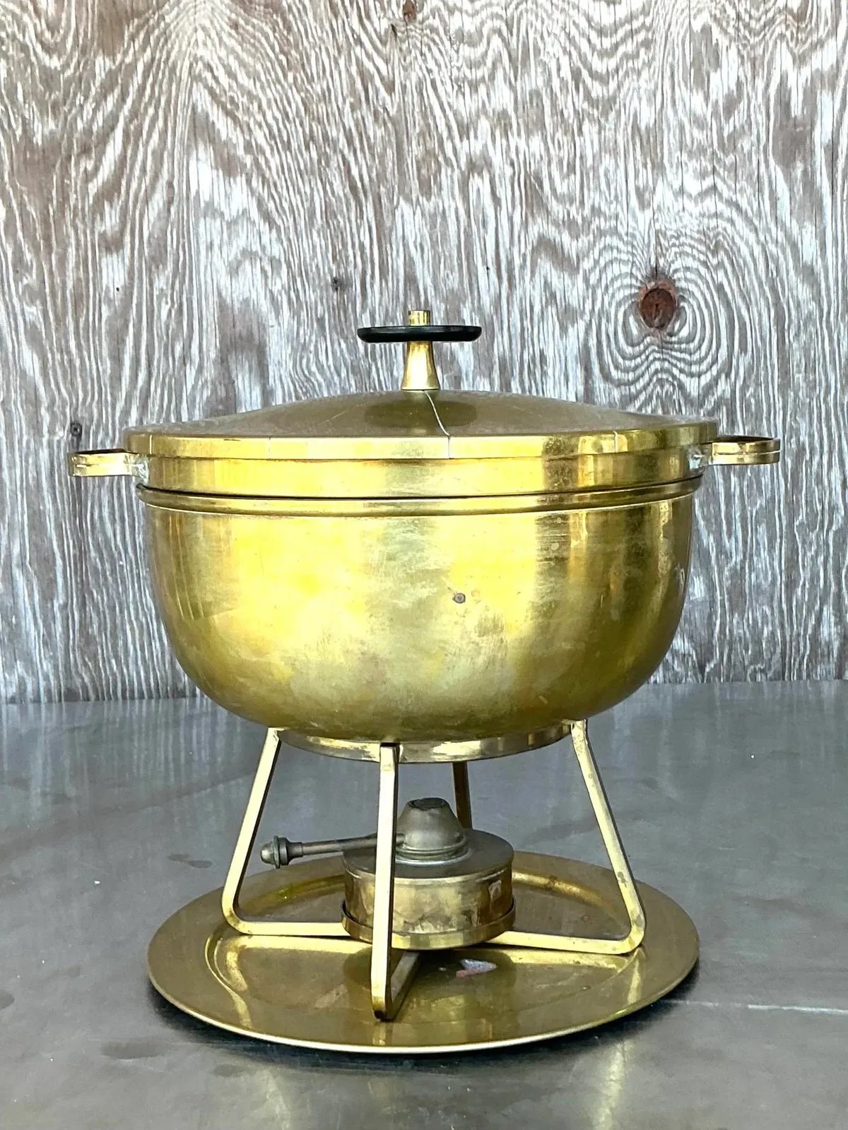Vintage Mid-Century Modern Brass Chafing Dish After Tommi Parzinger — additional photo 3