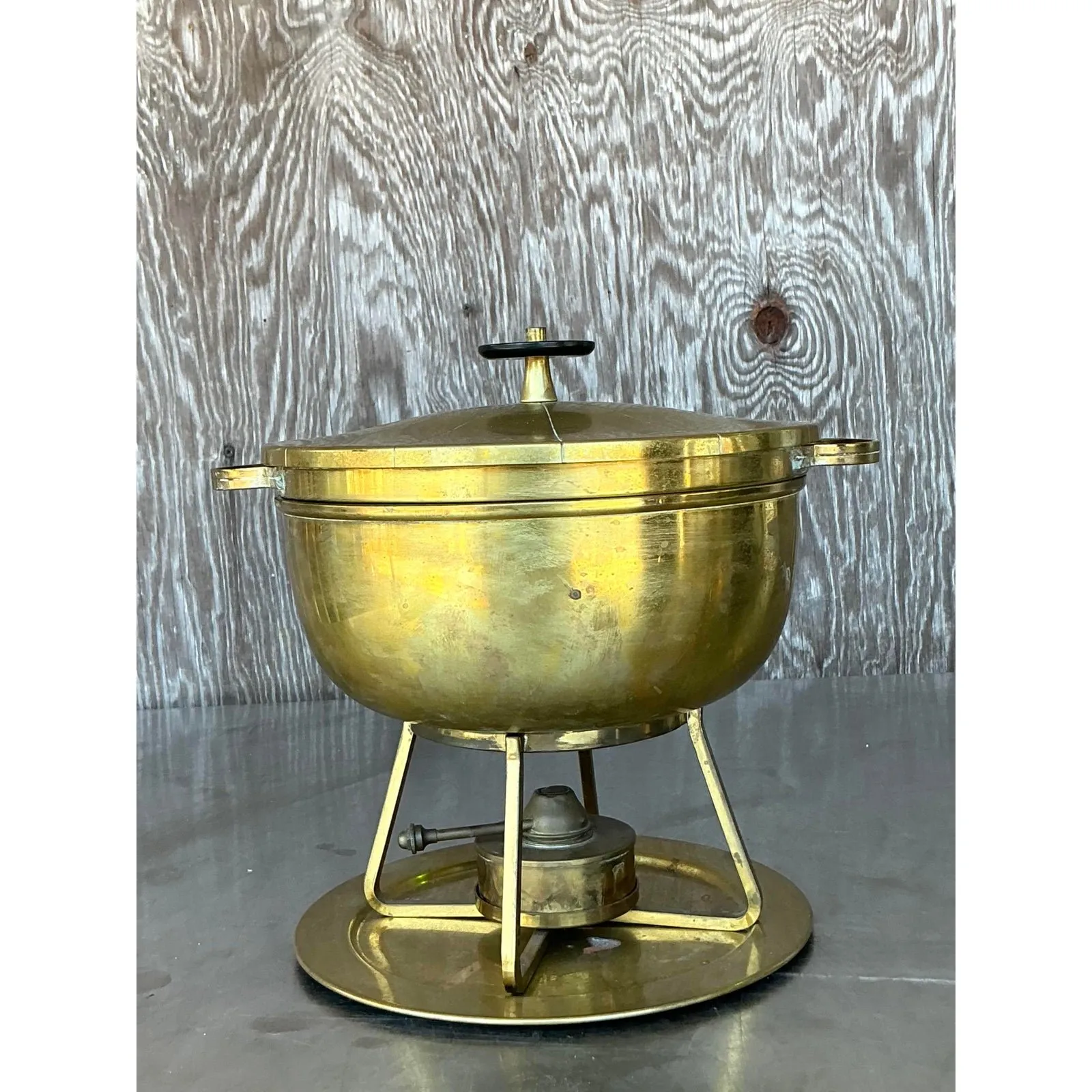 Vintage Mid-Century Modern Brass Chafing Dish After Tommi Parzinger — additional photo 7