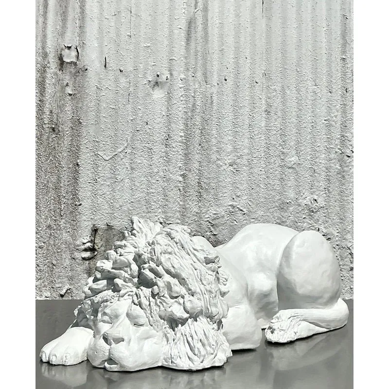 Vintage Boho 1974 Monumental Jaru Plaster Lion — additional photo 1