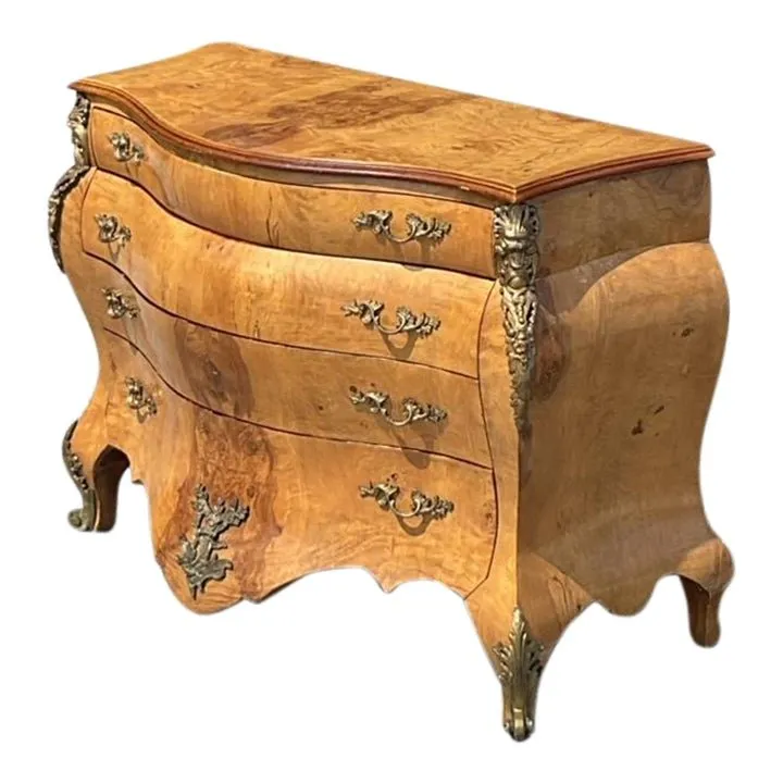 Vintage Regency Burl and Ormolu Commode