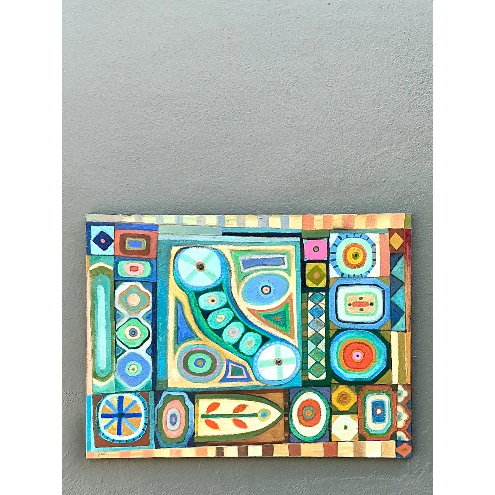 Vintage Original Abstract Oil Painting on Canvas - Canvas, 30.25W x 40H — additional photo 3