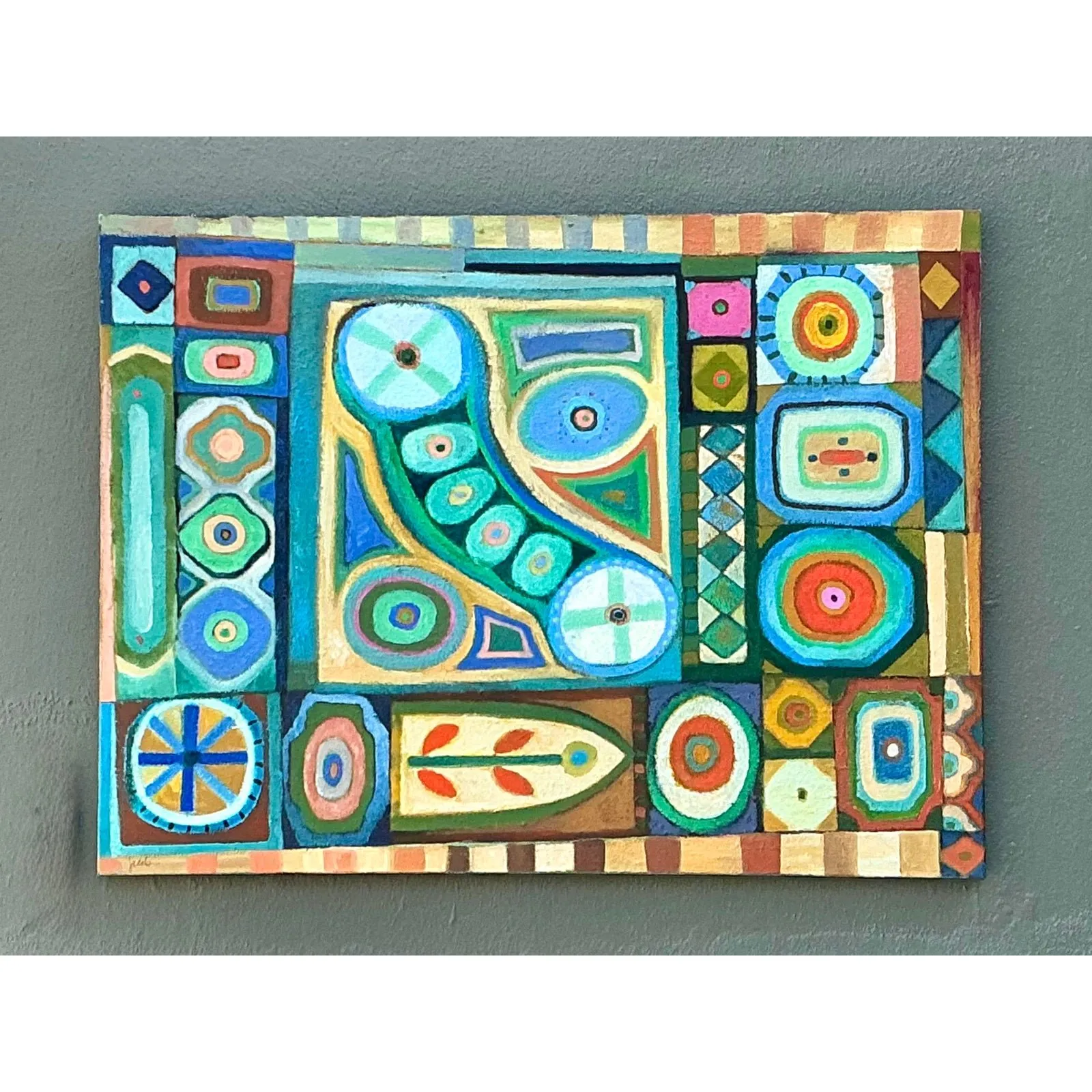 Vintage Original Abstract Oil Painting on Canvas - Canvas, 30.25W x 40H — additional photo 5