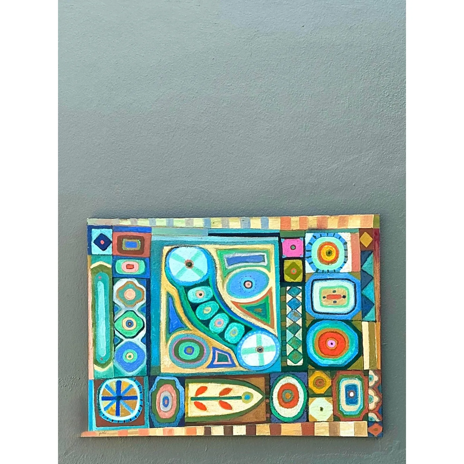 Vintage Original Abstract Oil Painting on Canvas - Canvas, 30.25W x 40H — additional photo 6
