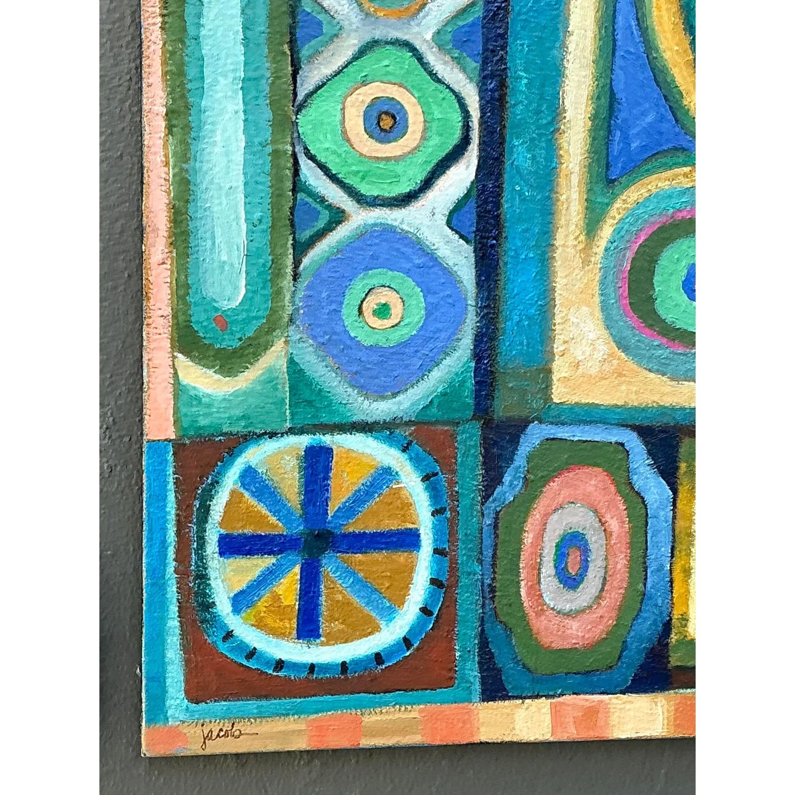 Vintage Original Abstract Oil Painting on Canvas - Canvas, 30.25W x 40H — additional photo 8
