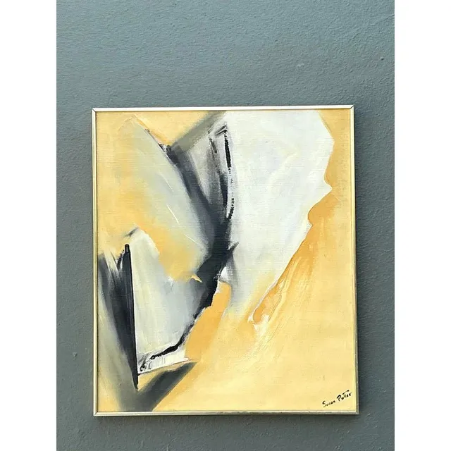 Vintage Original Abstract Oil Painting on Canvas - Canvas, 24.25W x 28.25H — additional photo 1