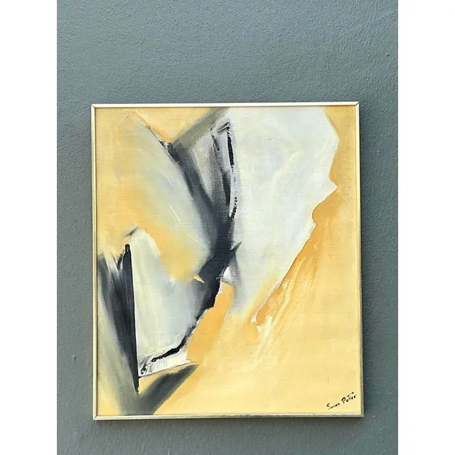 Vintage Original Abstract Oil Painting on Canvas - Canvas, 24.25W x 28.25H — additional photo 2